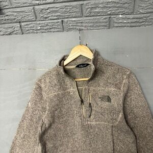 The North Face Gordon Lyons Quarter Zip Fleece Pullover Mens Small Brown Heather